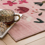 Machine Washable Rug - Pink Flora