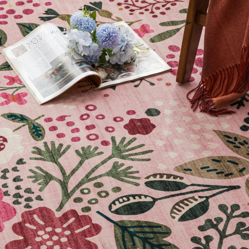 Machine Washable Rug - Pink Flora