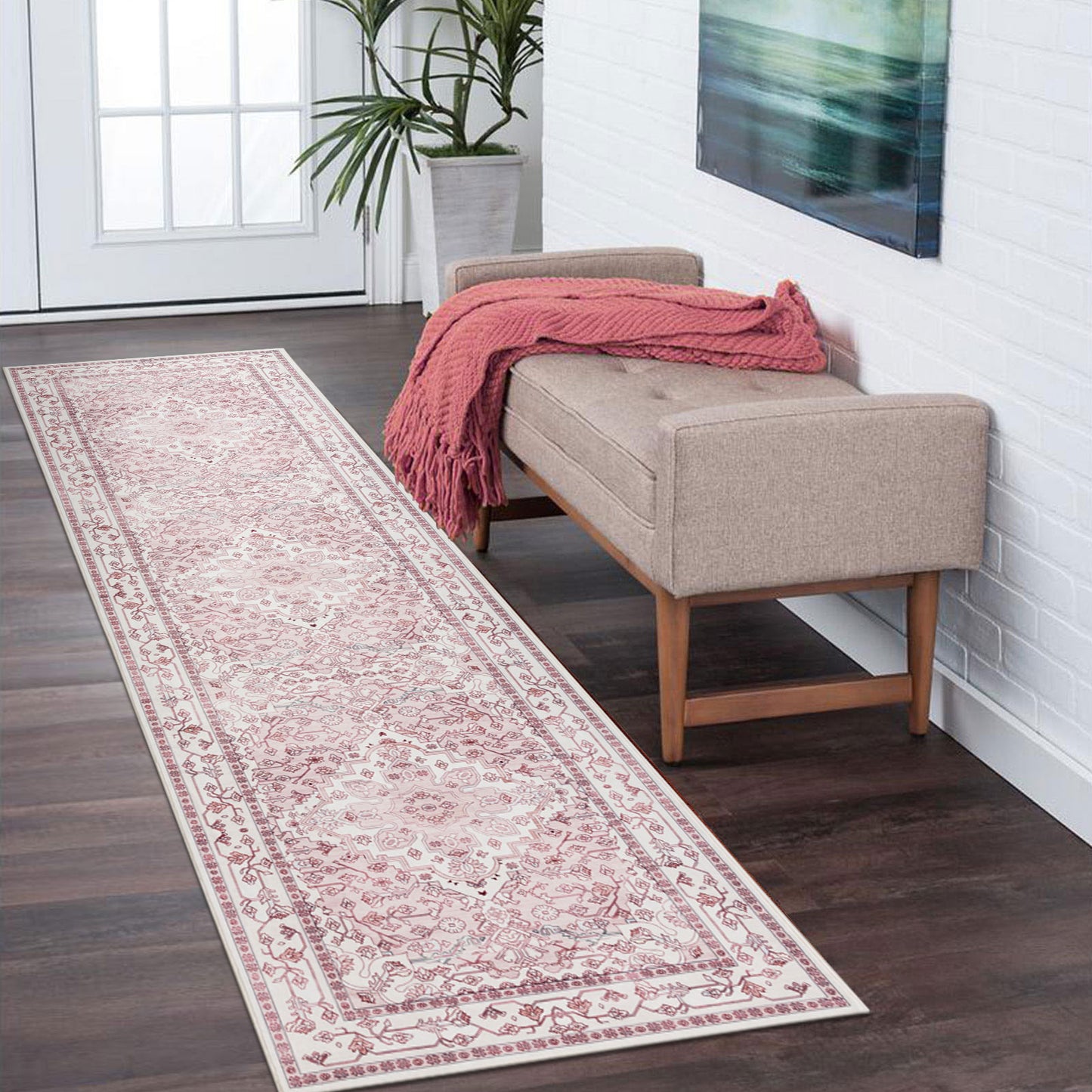 Machine Washable Rug - Blush Pink