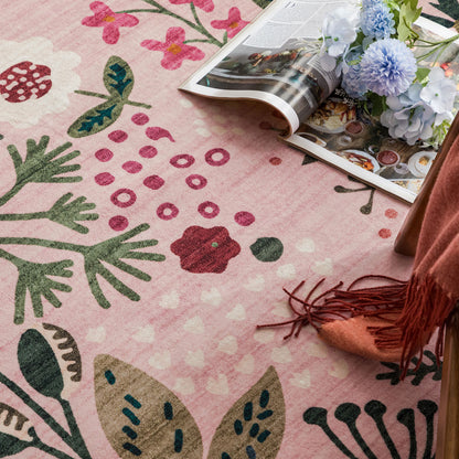 Machine Washable Rug - Pink Flora
