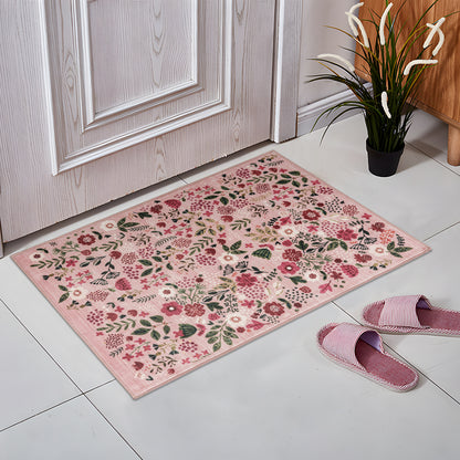 Machine Washable Rug - Pink Flora