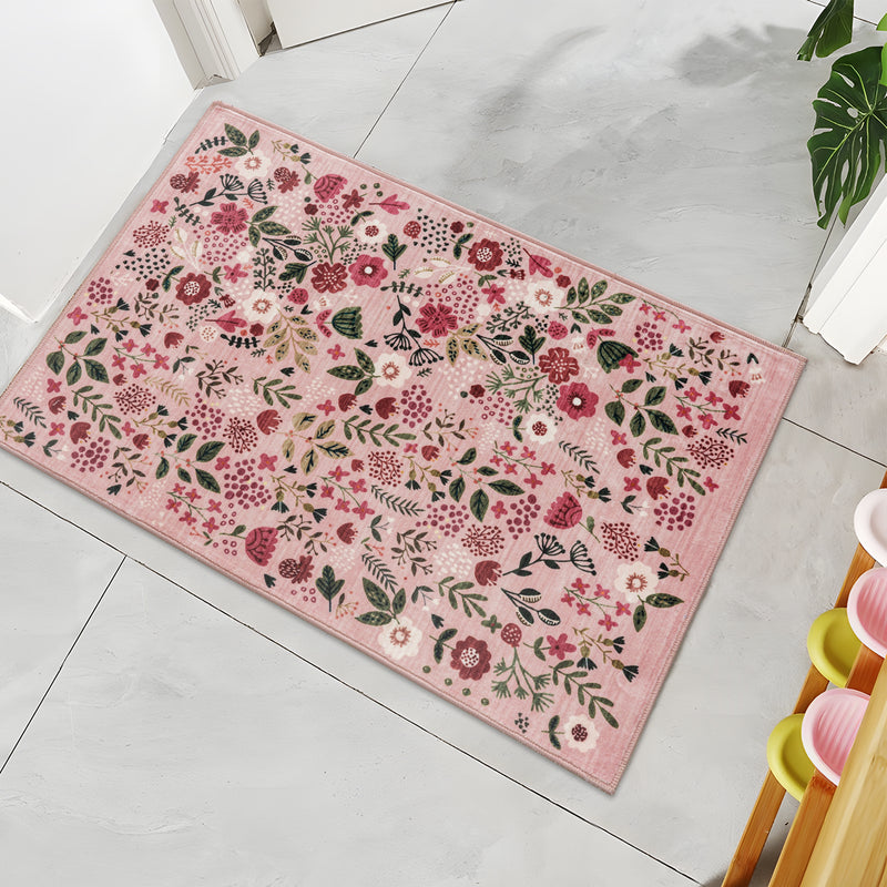 Machine Washable Rug - Pink Flora