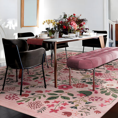 Machine Washable Rug - Pink Flora