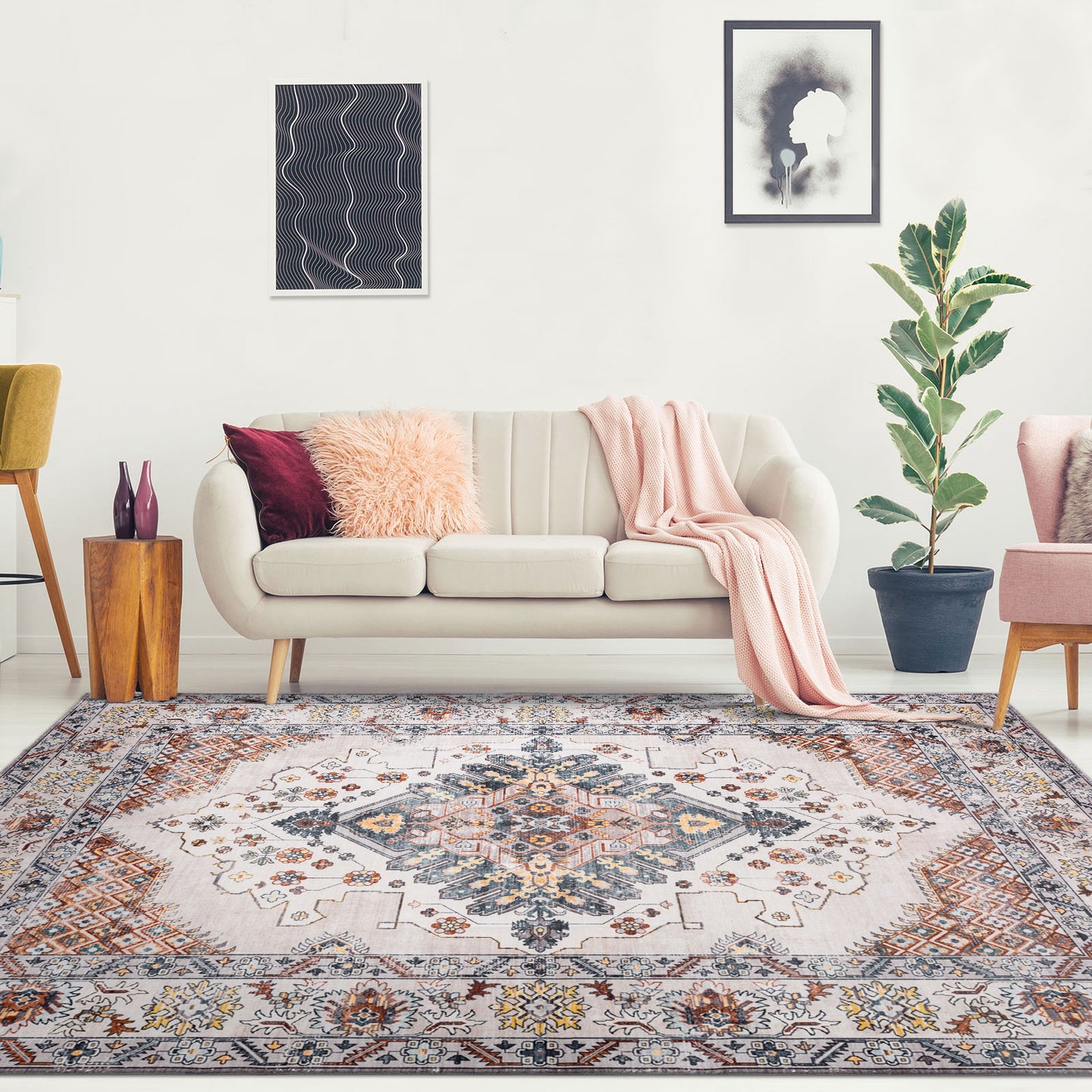 Machine Washable Rug - Vintage Bloom