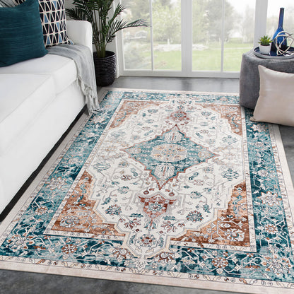 Machine Washable Rug - Hertiage Teal