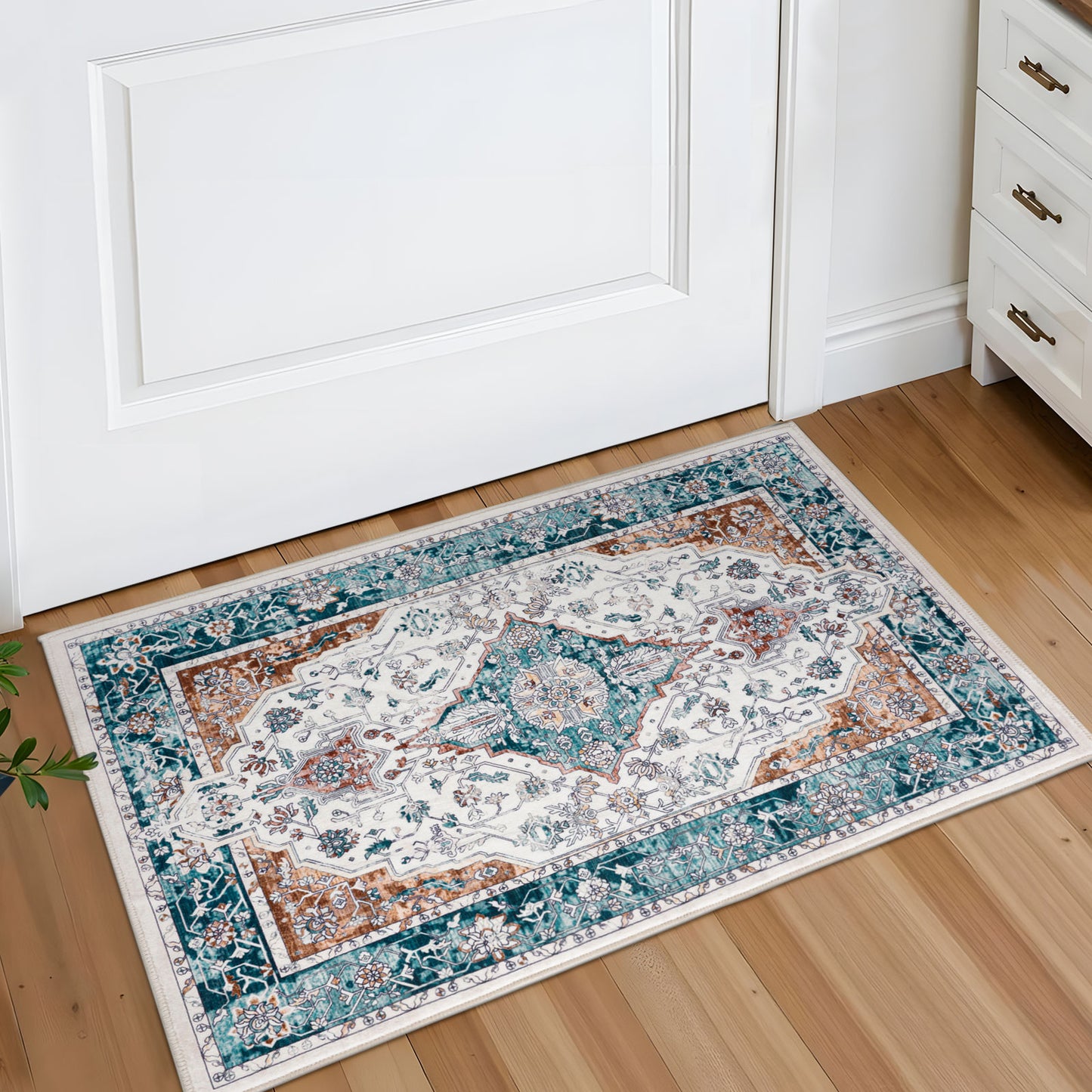 Machine Washable Rug - Hertiage Teal