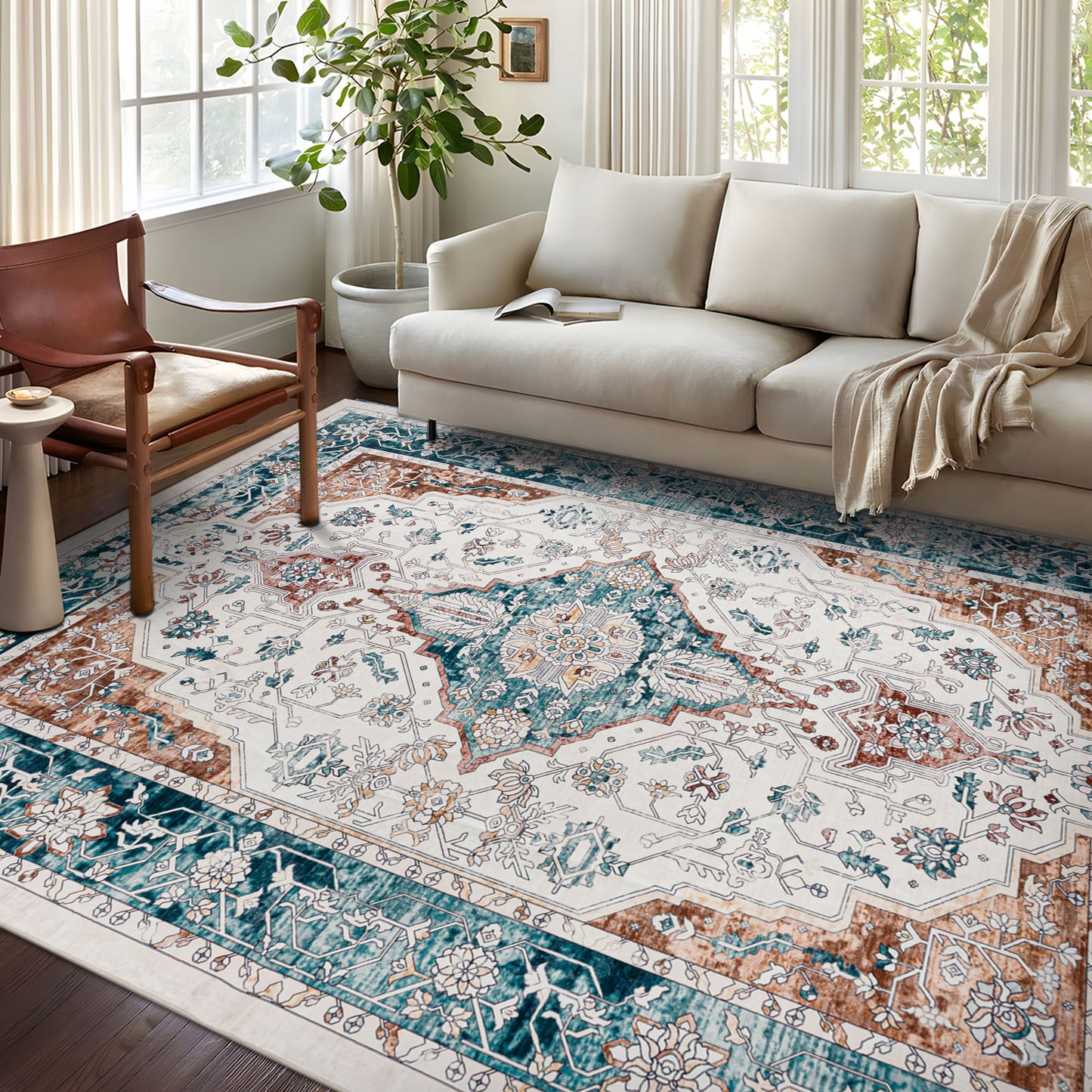 Machine Washable Rug - Hertiage Teal