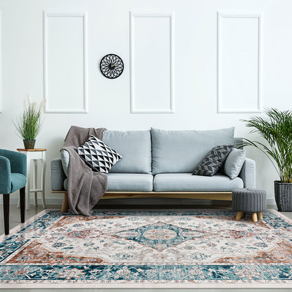 Machine Washable Rug - Hertiage Teal