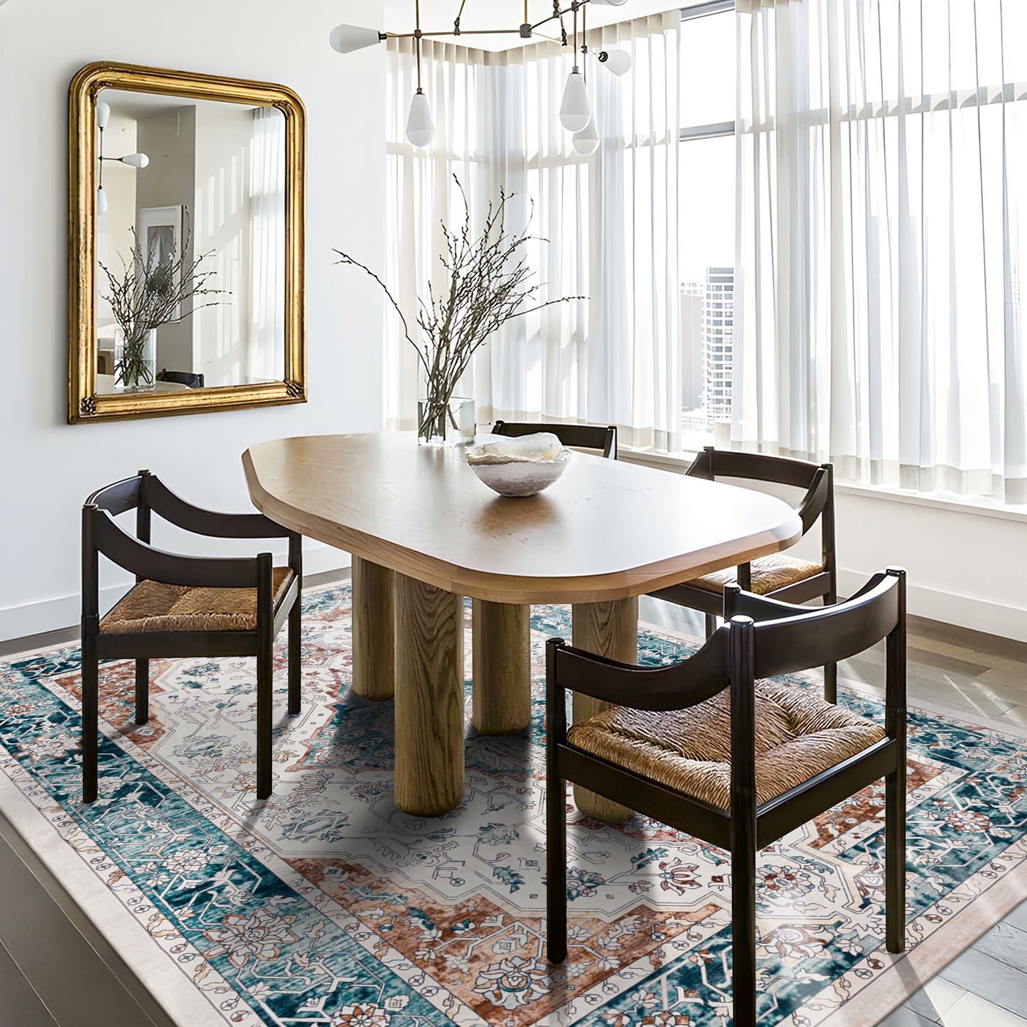 Machine Washable Rug - Hertiage Teal