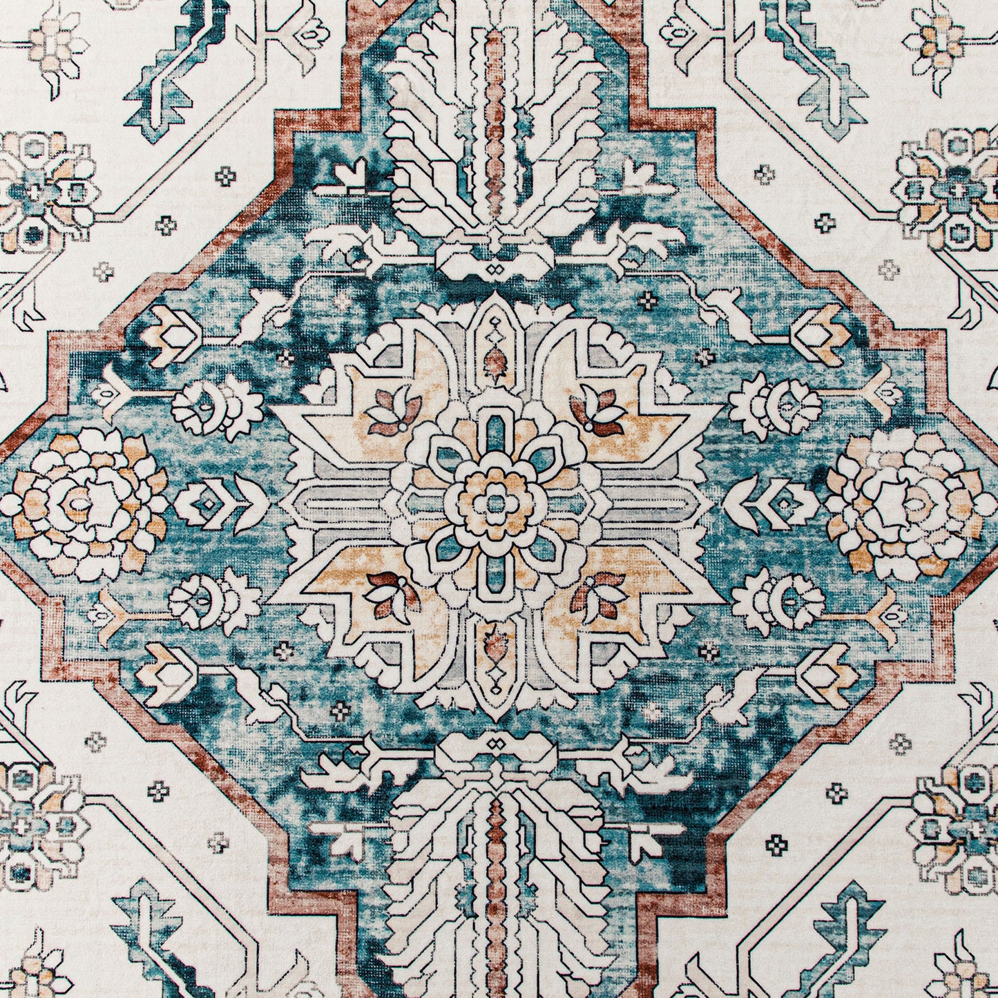 Machine Washable Rug - Hertiage Teal