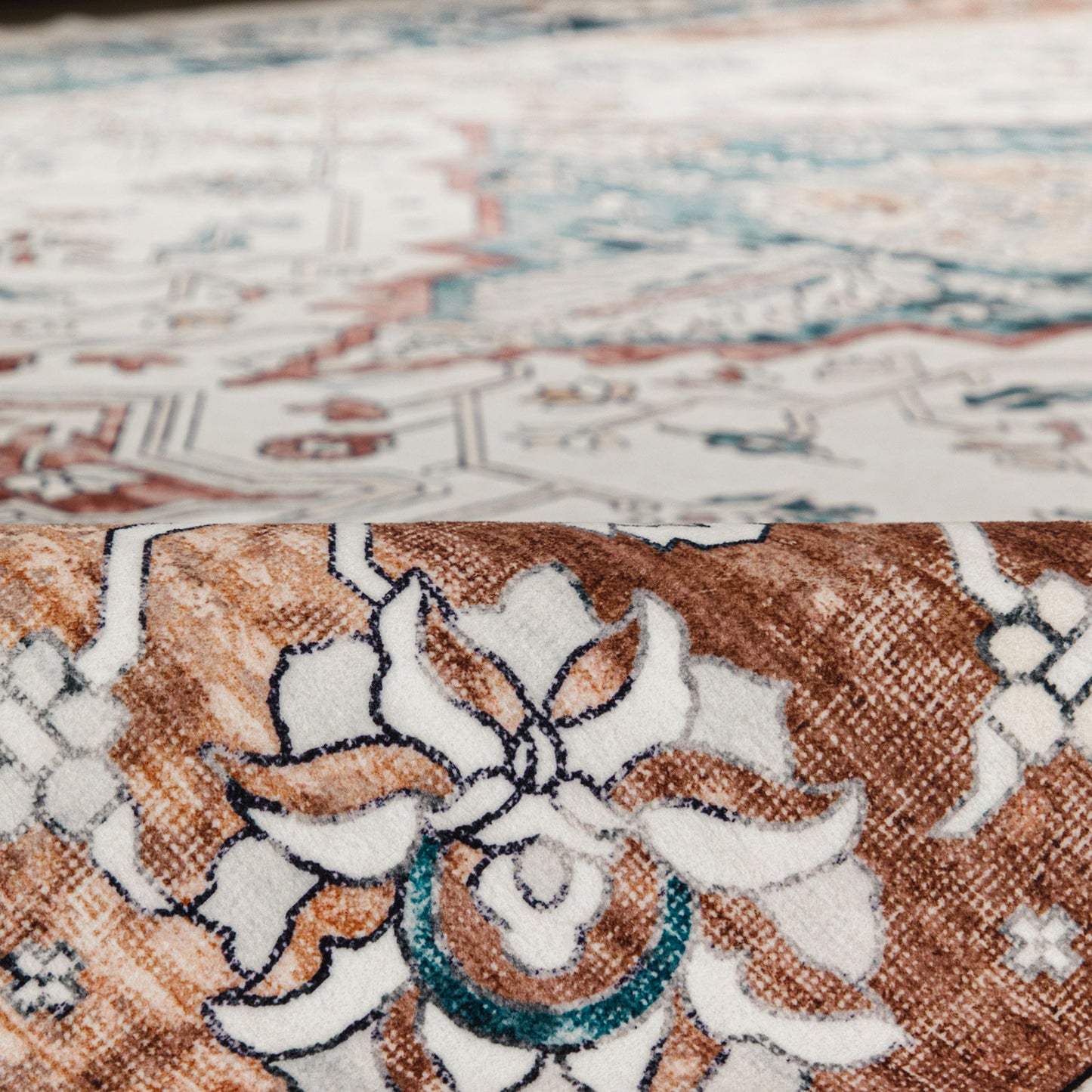 Machine Washable Rug - Hertiage Teal