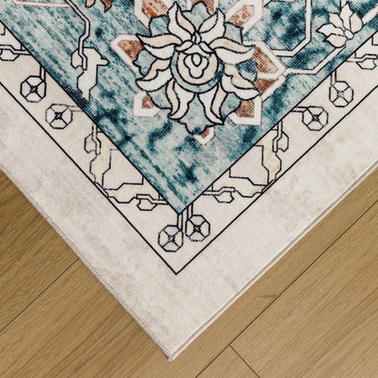 Machine Washable Rug - Hertiage Teal