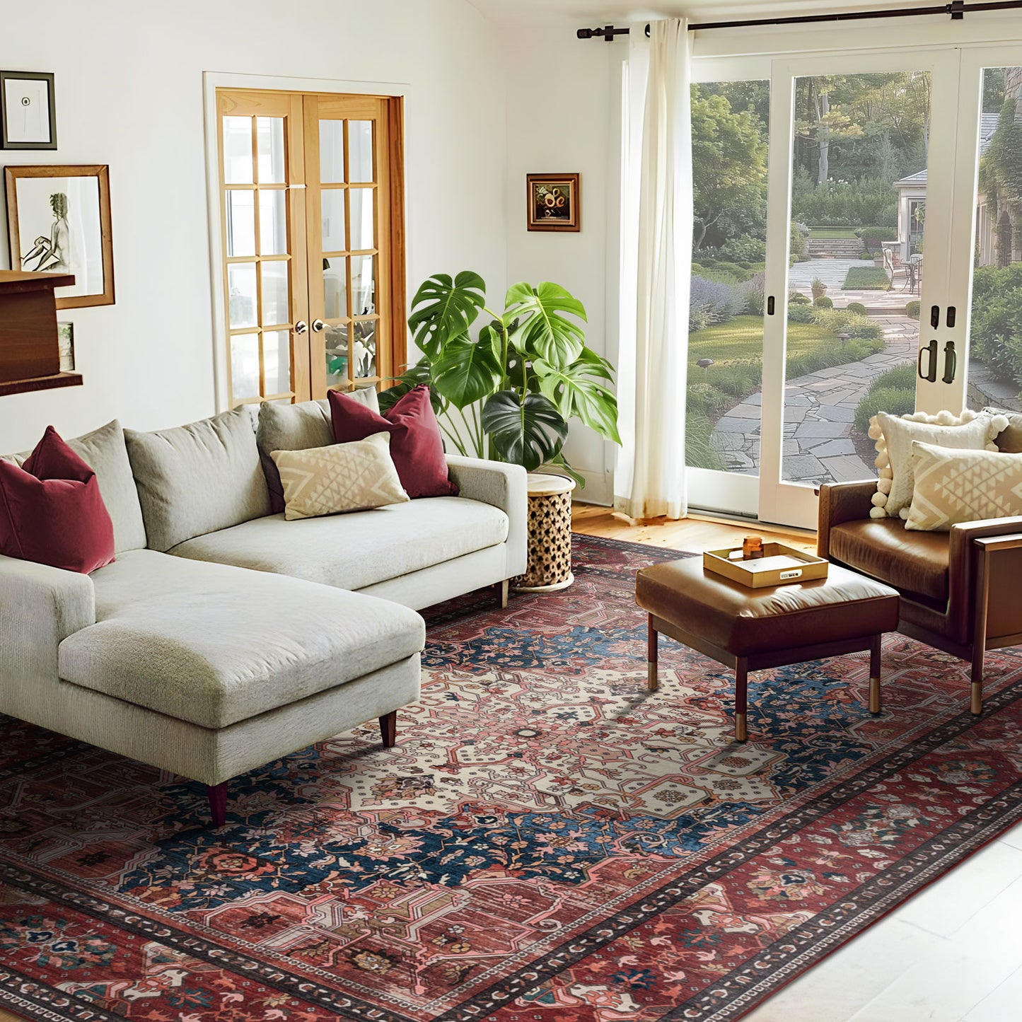 Machine Washable Rug - Vintage Red