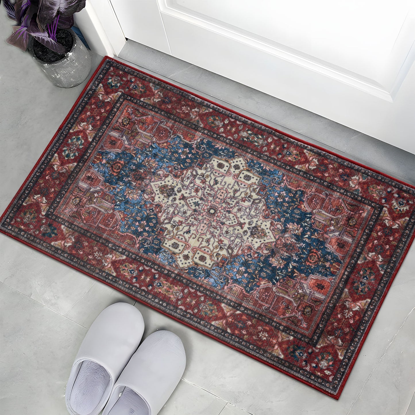Machine Washable Rug - Vintage Red