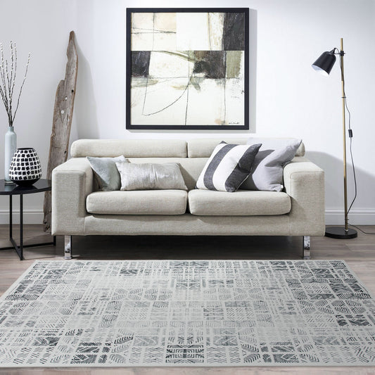 Machine Washable Rug - Geometric Ivory