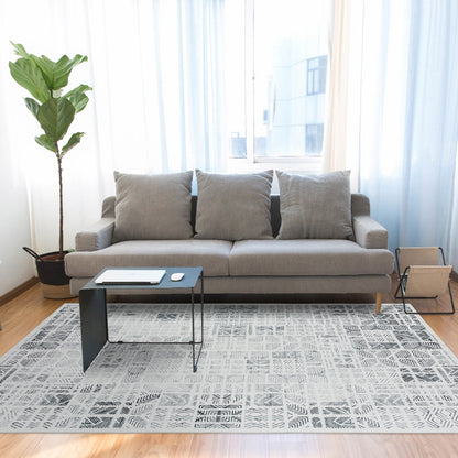 Machine Washable Rug - Geometric Ivory