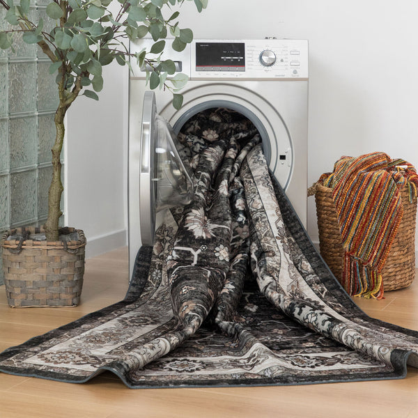 Machine Washable Rug - Dark Brown