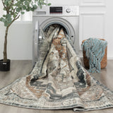 Machine Washable Rug - Brown & Grey