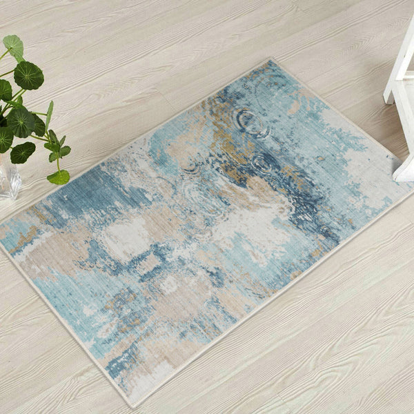 Machine Washable Rug - Teal Blue